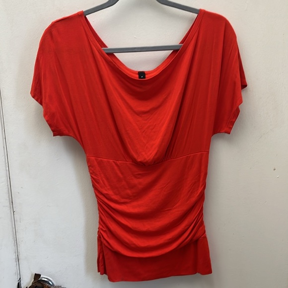 Ing Red Draped Short Sleeve Blouse - Picture 10 of 13